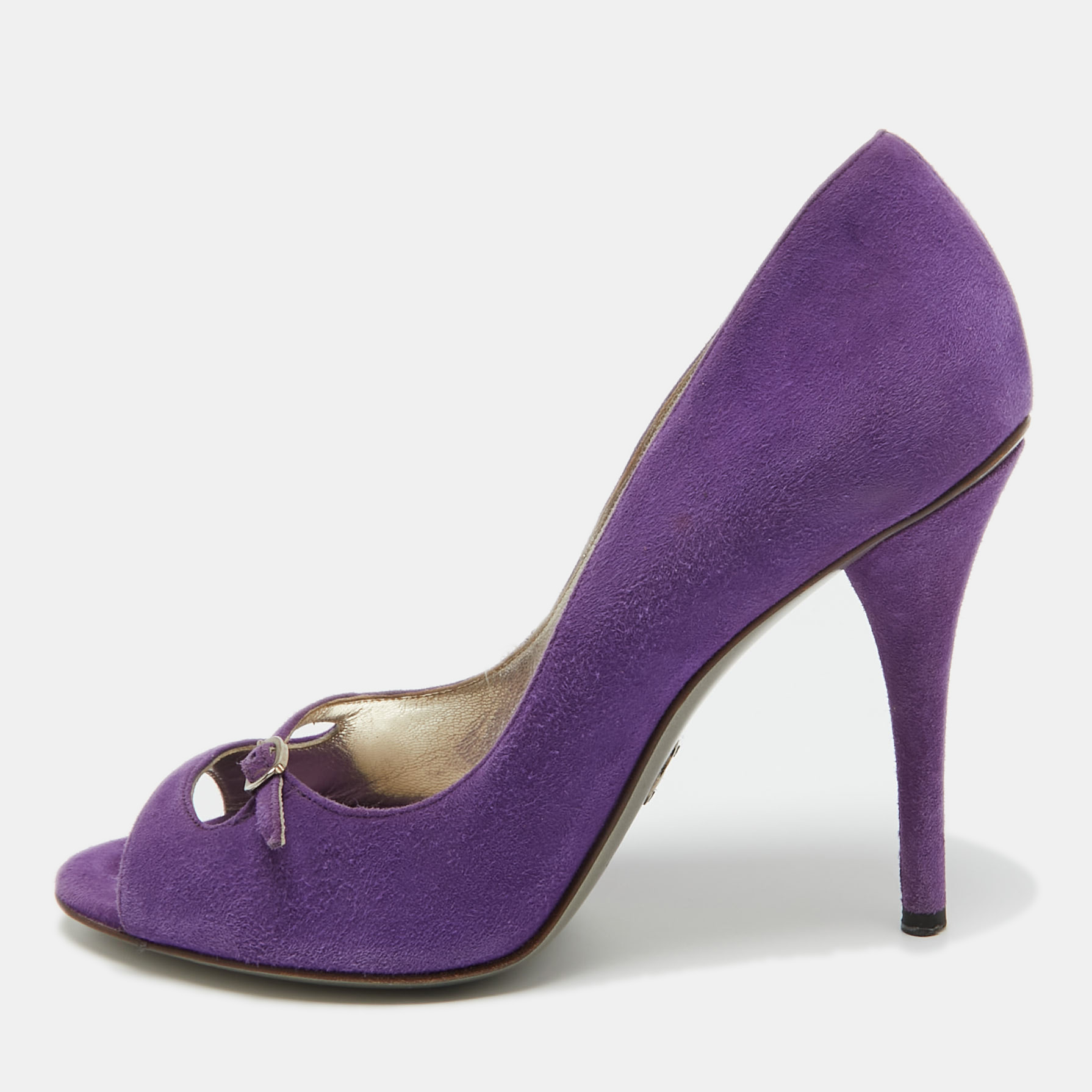 Dolce & gabbana purple suede open toe pumps size 38