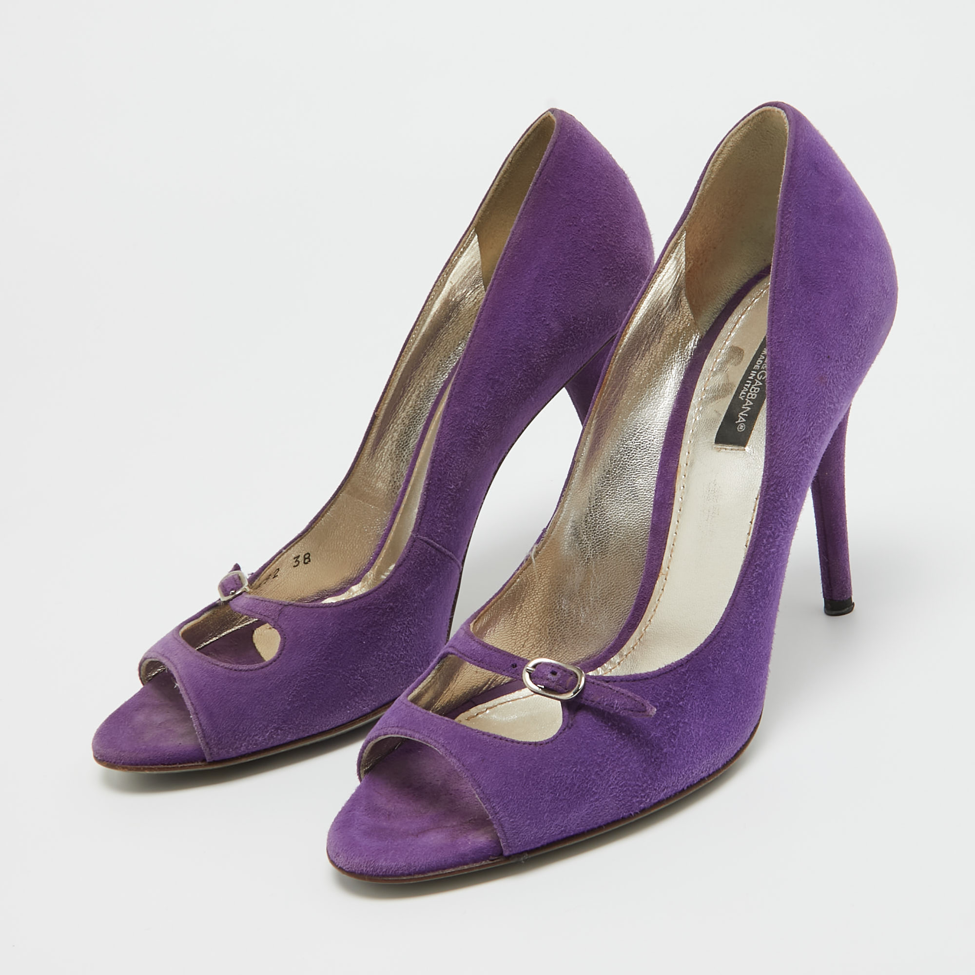 Dolce & Gabbana Purple Suede Open Toe Pumps Size 38