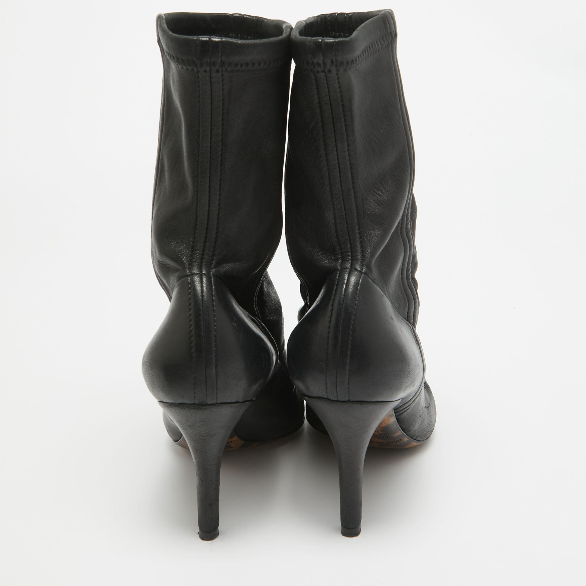 Dolce & Gabbana Black Leather Ankle Boots Size 37