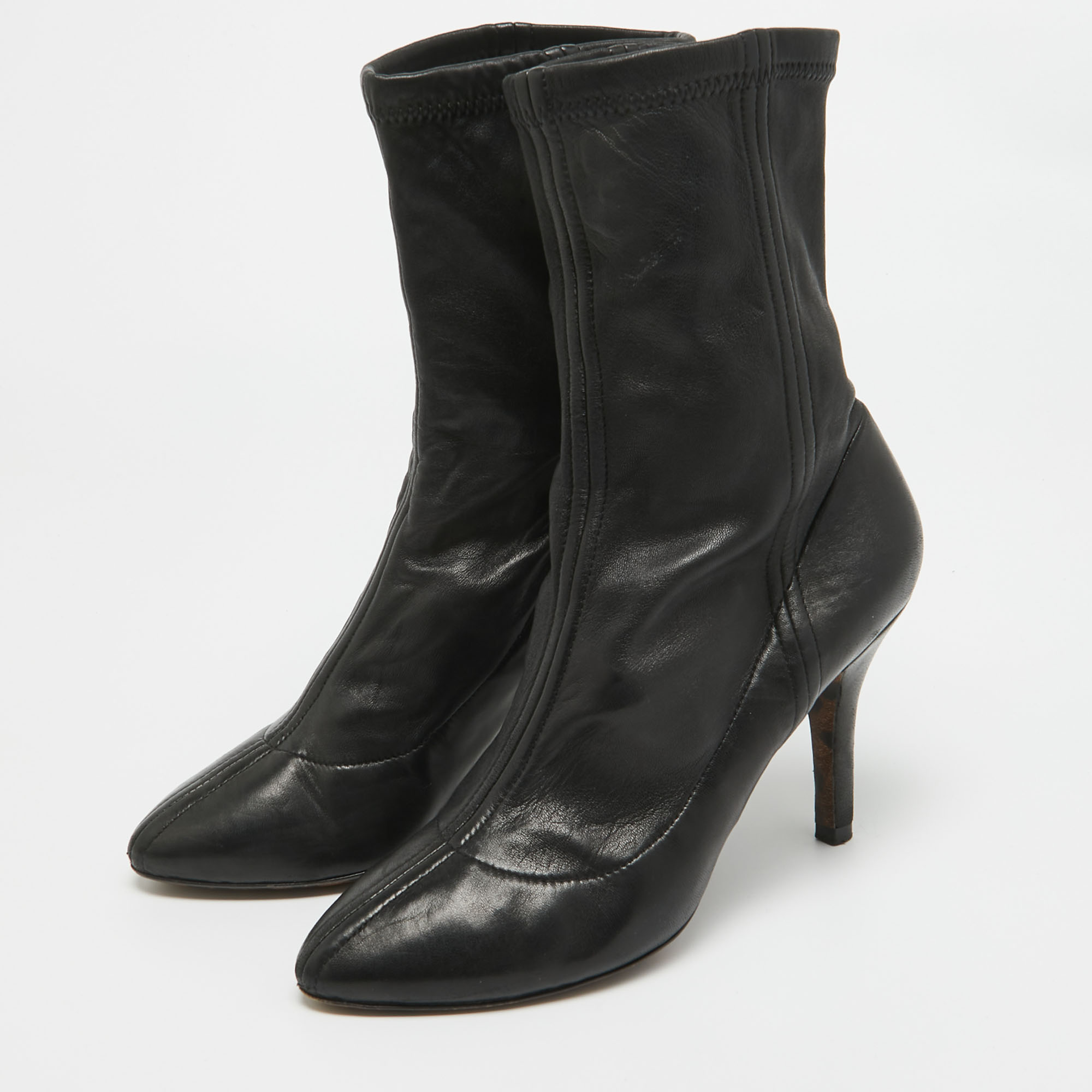 Dolce & Gabbana Black Leather Ankle Boots Size 37