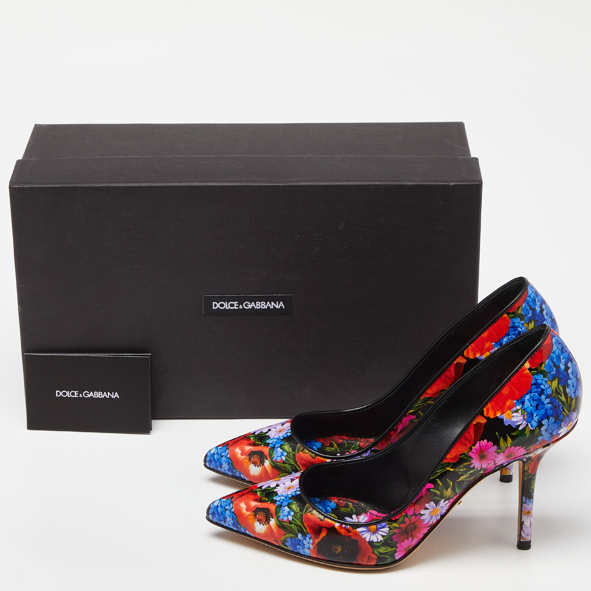 Dolce & Gabbana Multicolor Floral Print Leather Pointed Toe Pumps Size 36.5