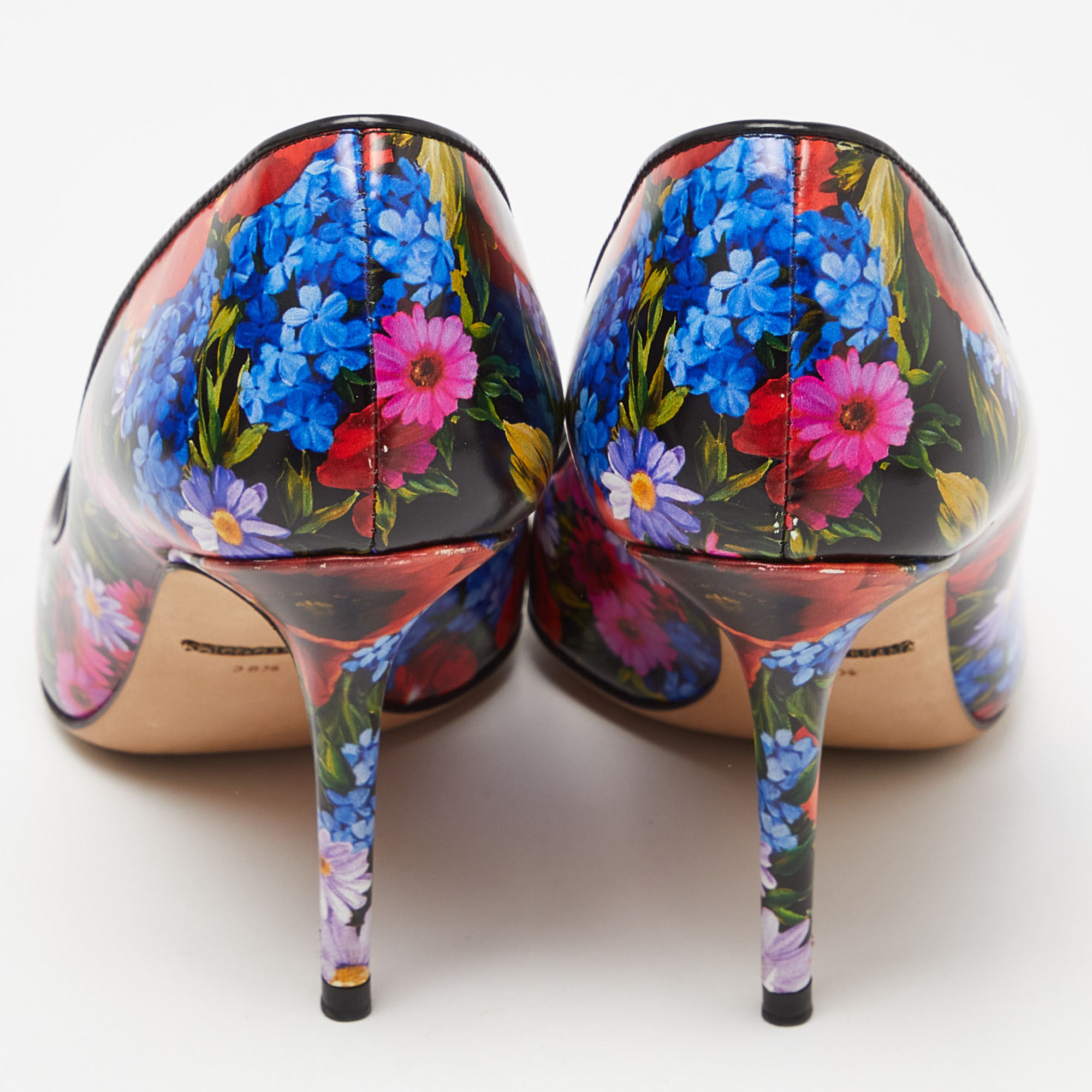 Dolce & Gabbana Multicolor Floral Print Leather Pointed Toe Pumps Size 36.5