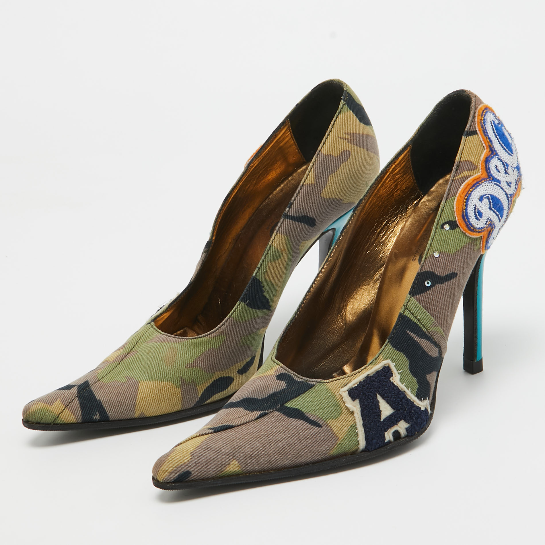 Dolce & Gabbana Multicolor Denim Pointed Toe Pumps Size 36