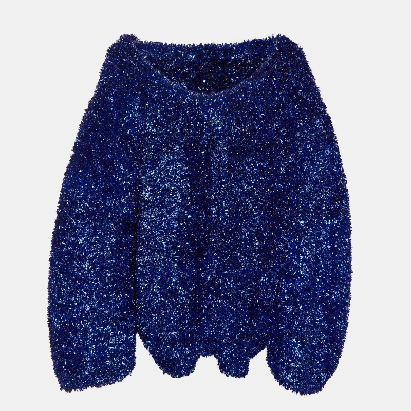 Dries van Noten Blue Wool Blend & Lamé Oversized Sweater L
Dries van Noten Blue Wool Blend & Lamé Oversized Sweater L