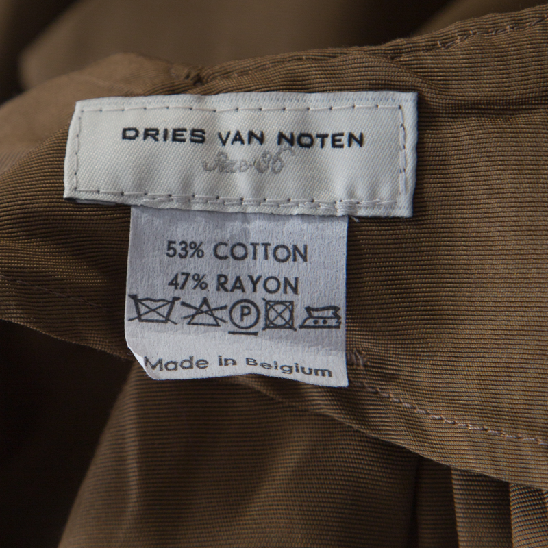 Dries Van Noten Bronze Gold Striped Cotton Blend Maxi Skirt S