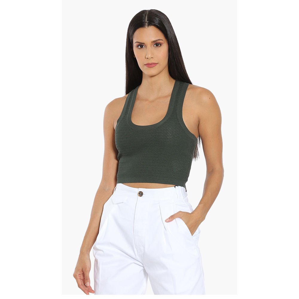 Dsquared2 Green Woven Crop Top M
