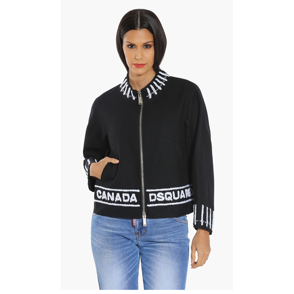 Dsquared2 Black Embroidered Logo Jacket XS (IT 36)