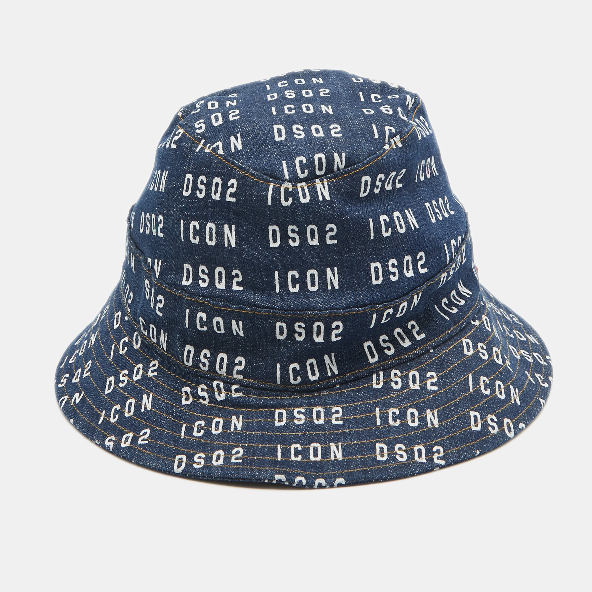 Dsquared2 Blue Logo Print Denim Bucket Hat