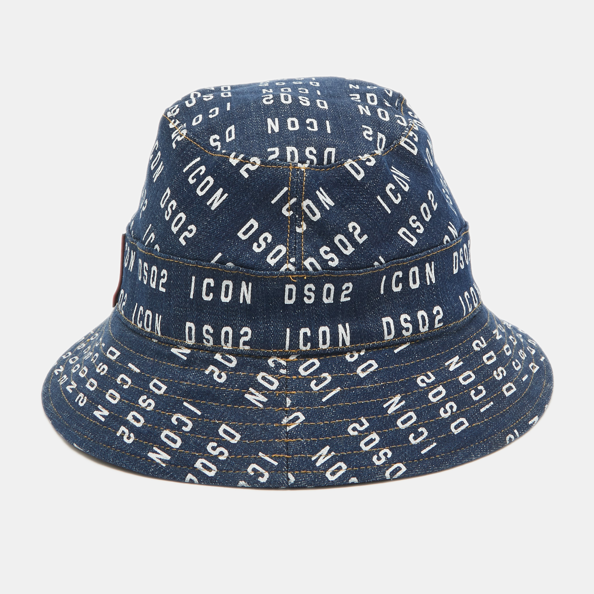 Dsquared2 Blue Logo Print Denim Bucket Hat