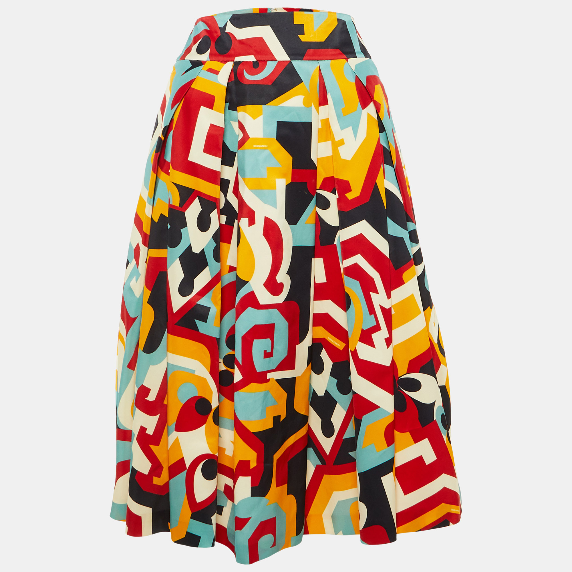 Dsquared2 Multicolor Printed Silk Pleated Midi Skirt S 
Dsquared2 Multicolor Printed Silk Pleated Midi Skirt S