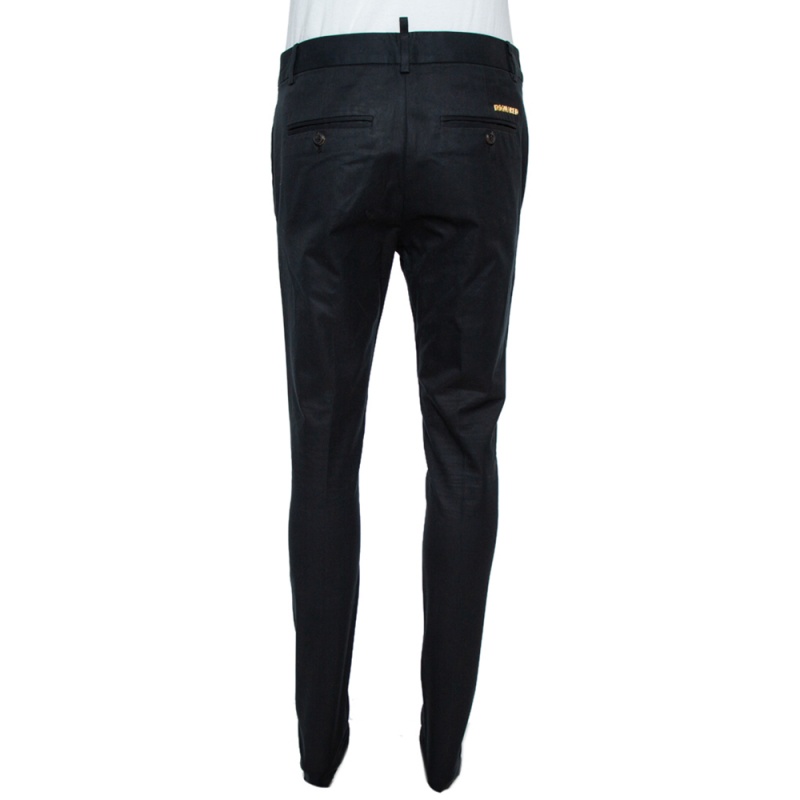 Dsquared2 Black Cotton Twill Tapered Trousers M