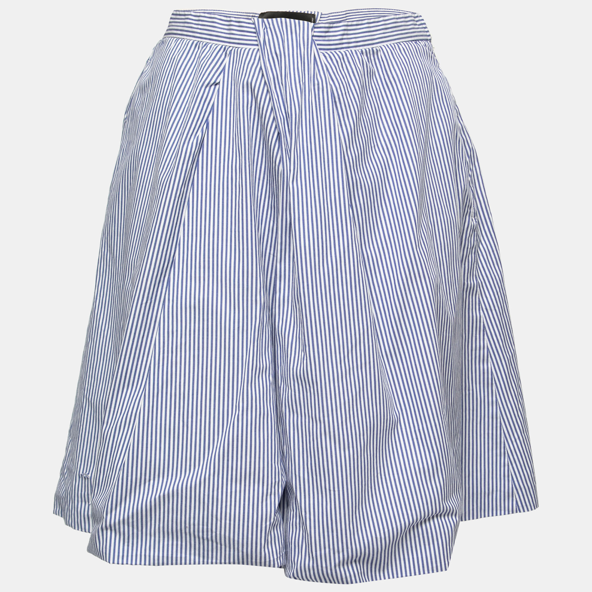 Dsquared2 Blue Striped Cotton Pleated Skirt M