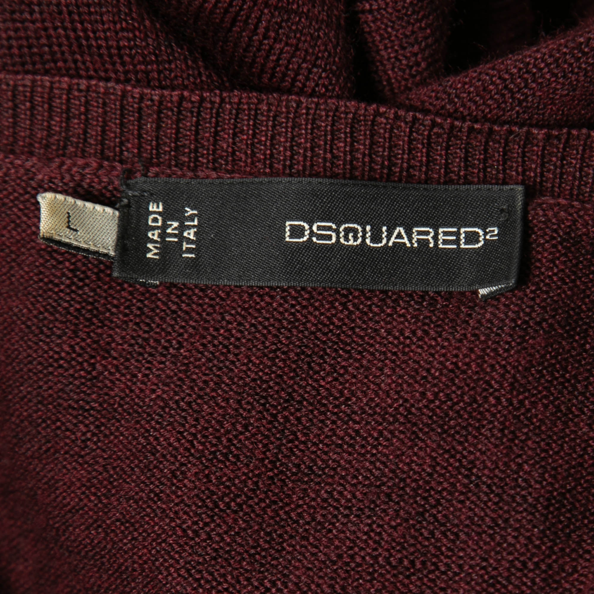 Dsquared2 Burgundy Wool & Silk Knit Button Front Cardigan L