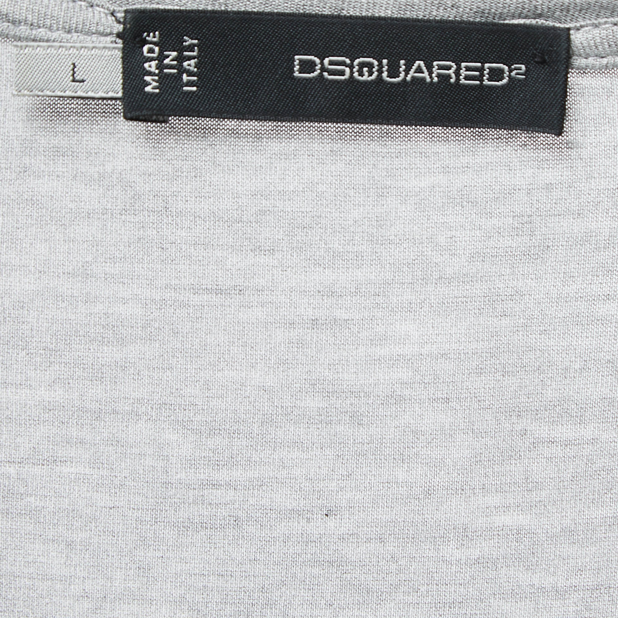 Dsquared2 Grey Modal Logo Crest Detail T-Shirt L