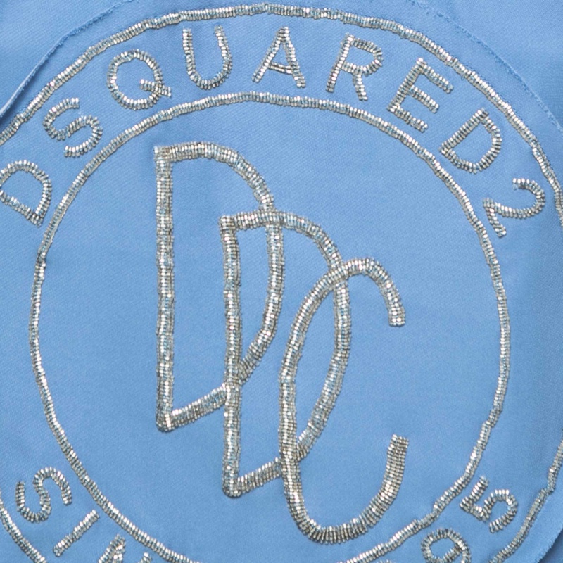 Dsquared2 Blue Logo Embellished Crepe Tank Top S