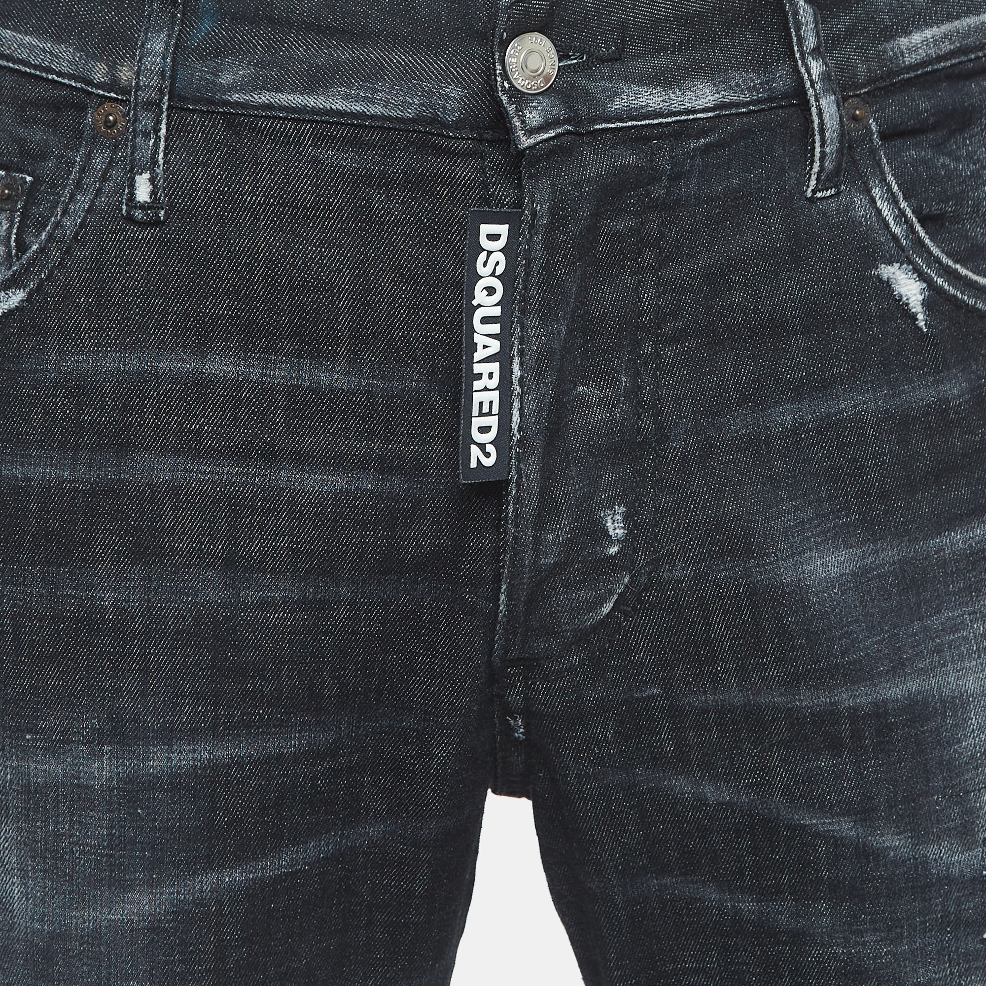 Dsquared2 Black Washed Ripped Denim Skinny Jeans M