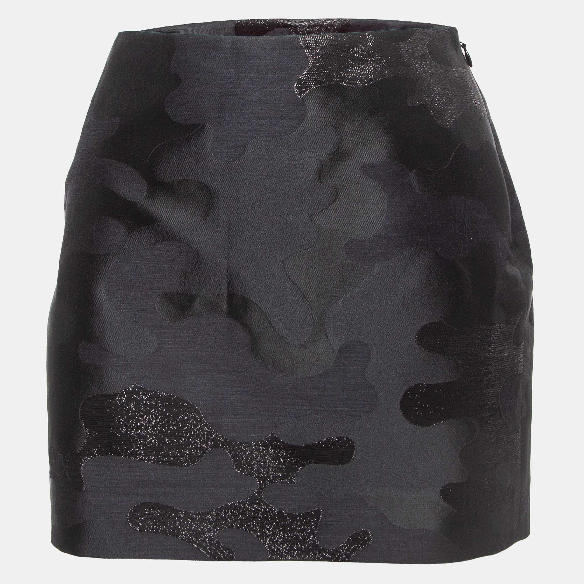 Dsquared2 black jacquard silk blend mini skirt m