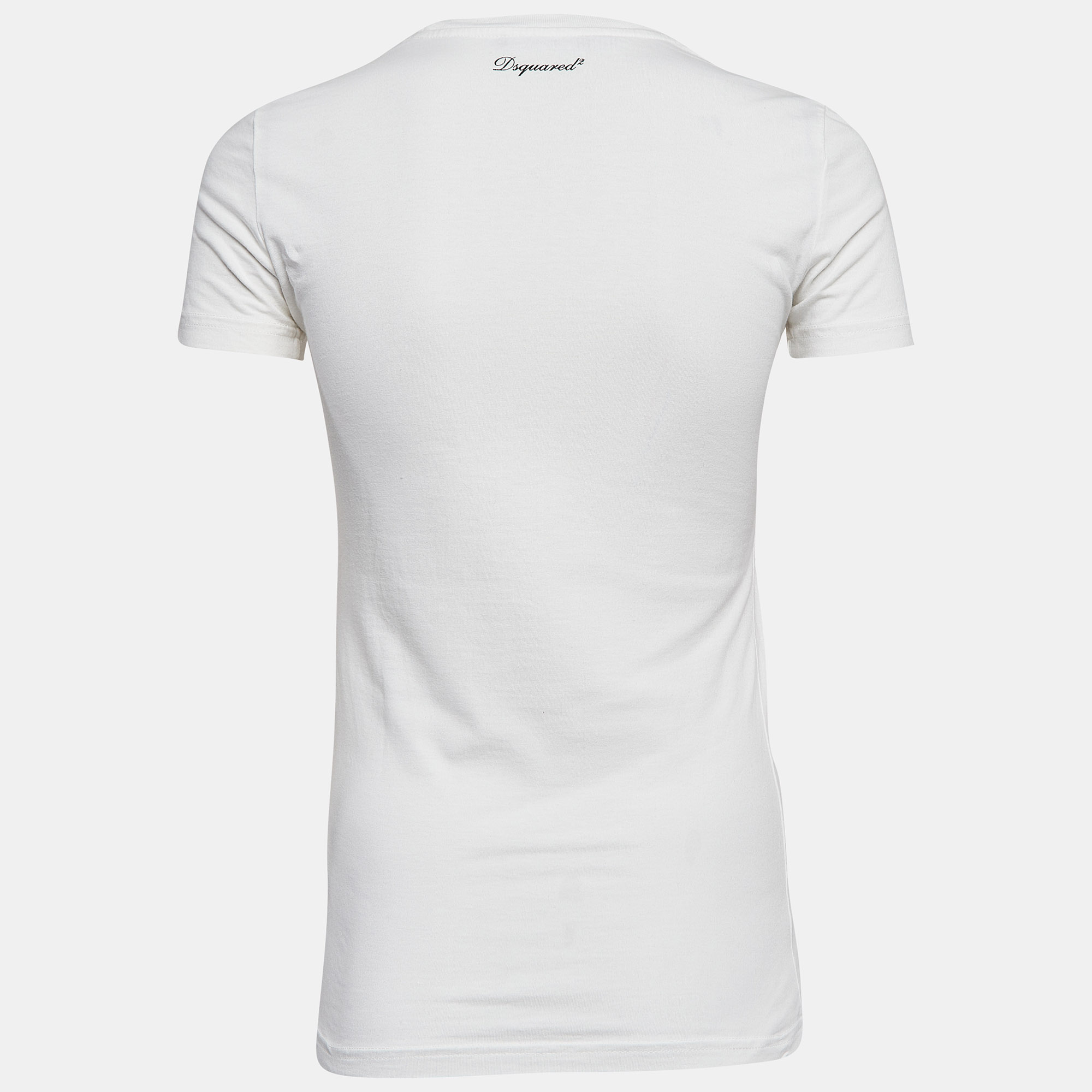 Dsquared2 White Print Cotton Short Sleeve T-Shirt S