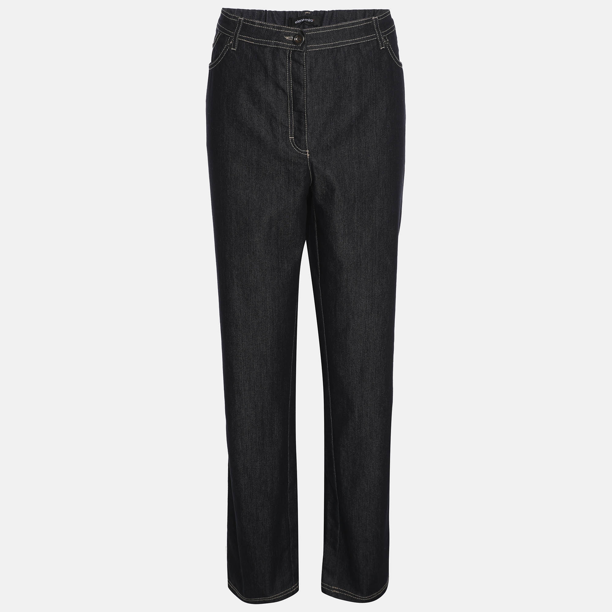 Indigo Stretch Denim Wide Leg Jeans XL - Elena Miro - Modalova