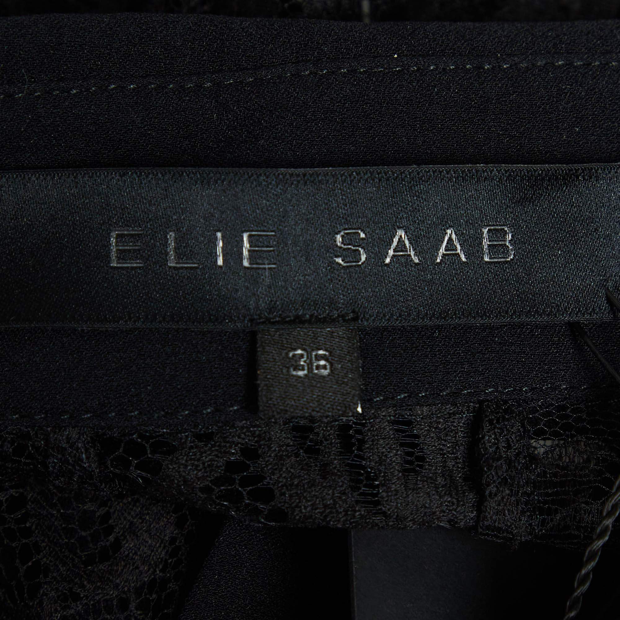 Elie Saab Black Lace Sheer Shirt XS