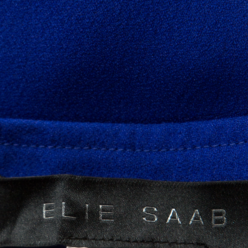 Elie Saab Blue Crepe Flared Skirt S