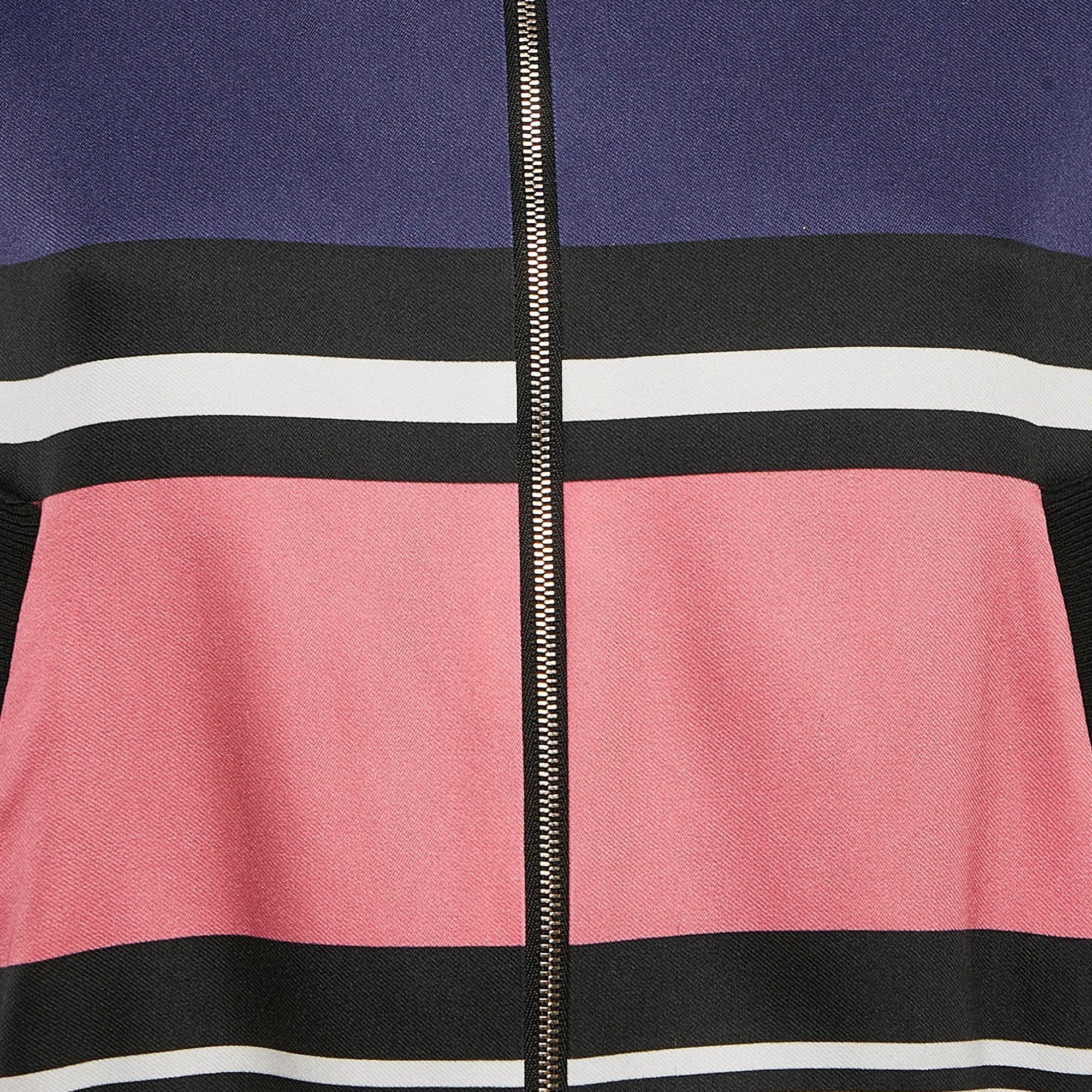 Elie Saab Multicolor Striped Zip Up Bomber Jacket S