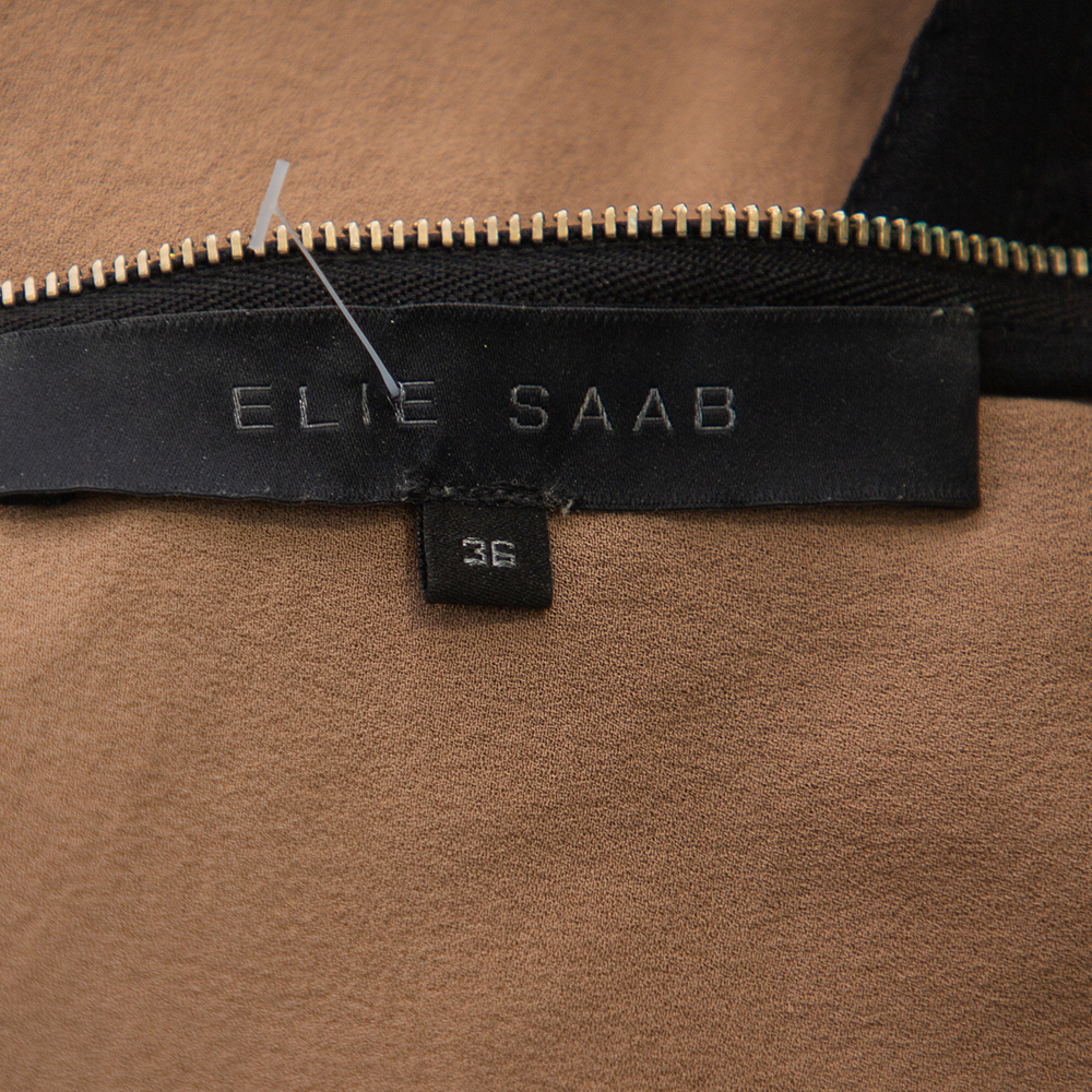 Elie Saab Black Lace Short Sleeve Peplum Top XS