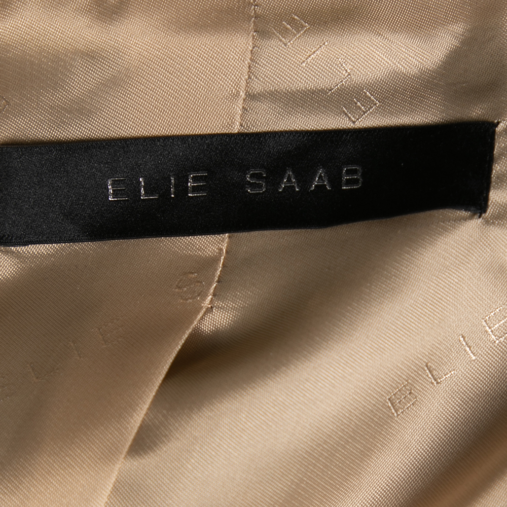 Elie Saab Black & Green Tweed Crepe Paneled Cropped Blazer S