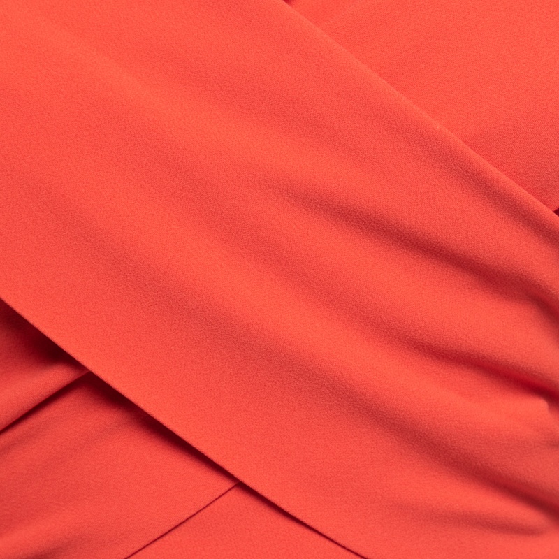 Elie Saab Coral Orange Crepe Wrap Around Sleeveless Cropped Top XS