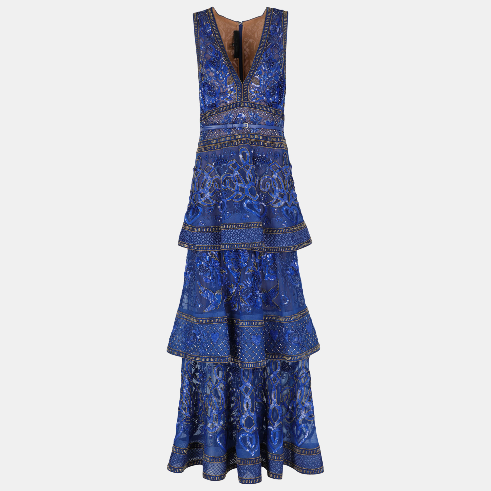 Elie Saab  Women's Synthetic Fibers Long Dress - Blue- M