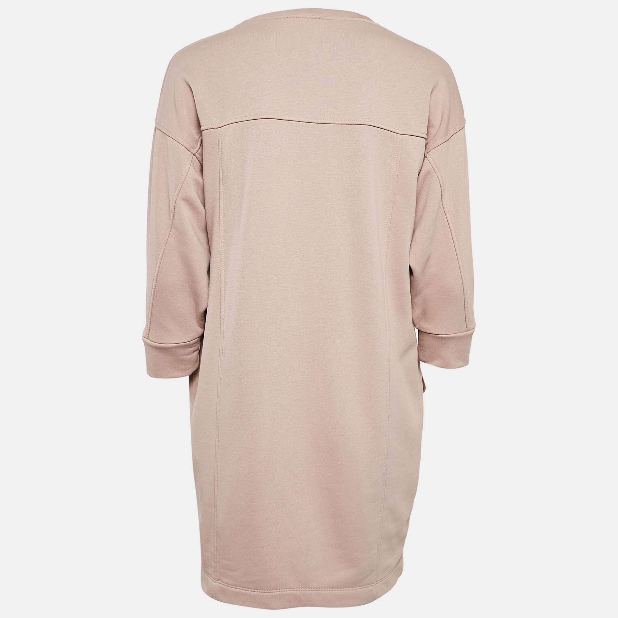 Elisabetta Franchi Pink Cotton Knit Crew Neck Mini Dress M