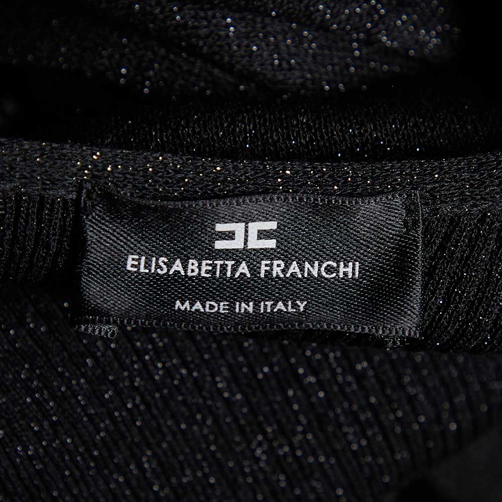 Elisabetta Franchi Black Lurex Knit Cape Detail Jumpsuit S