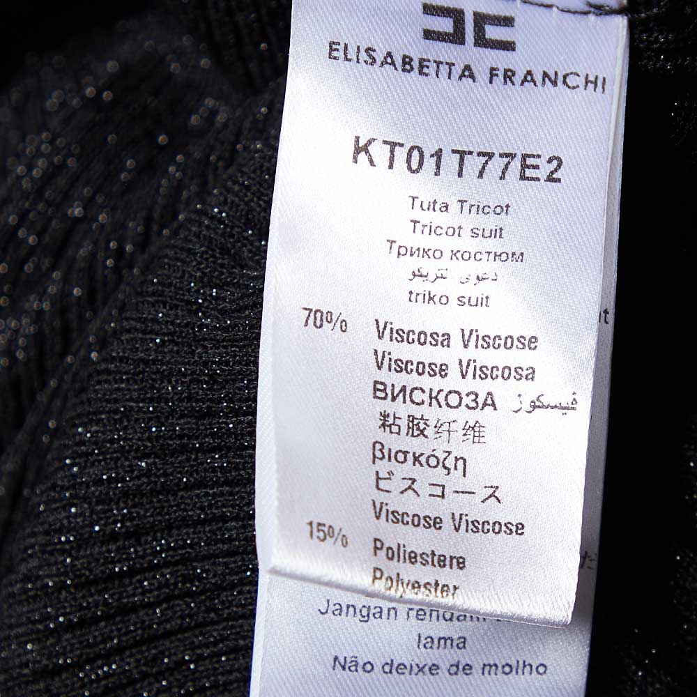 Elisabetta Franchi Black Lurex Knit Cape Detail Jumpsuit S
