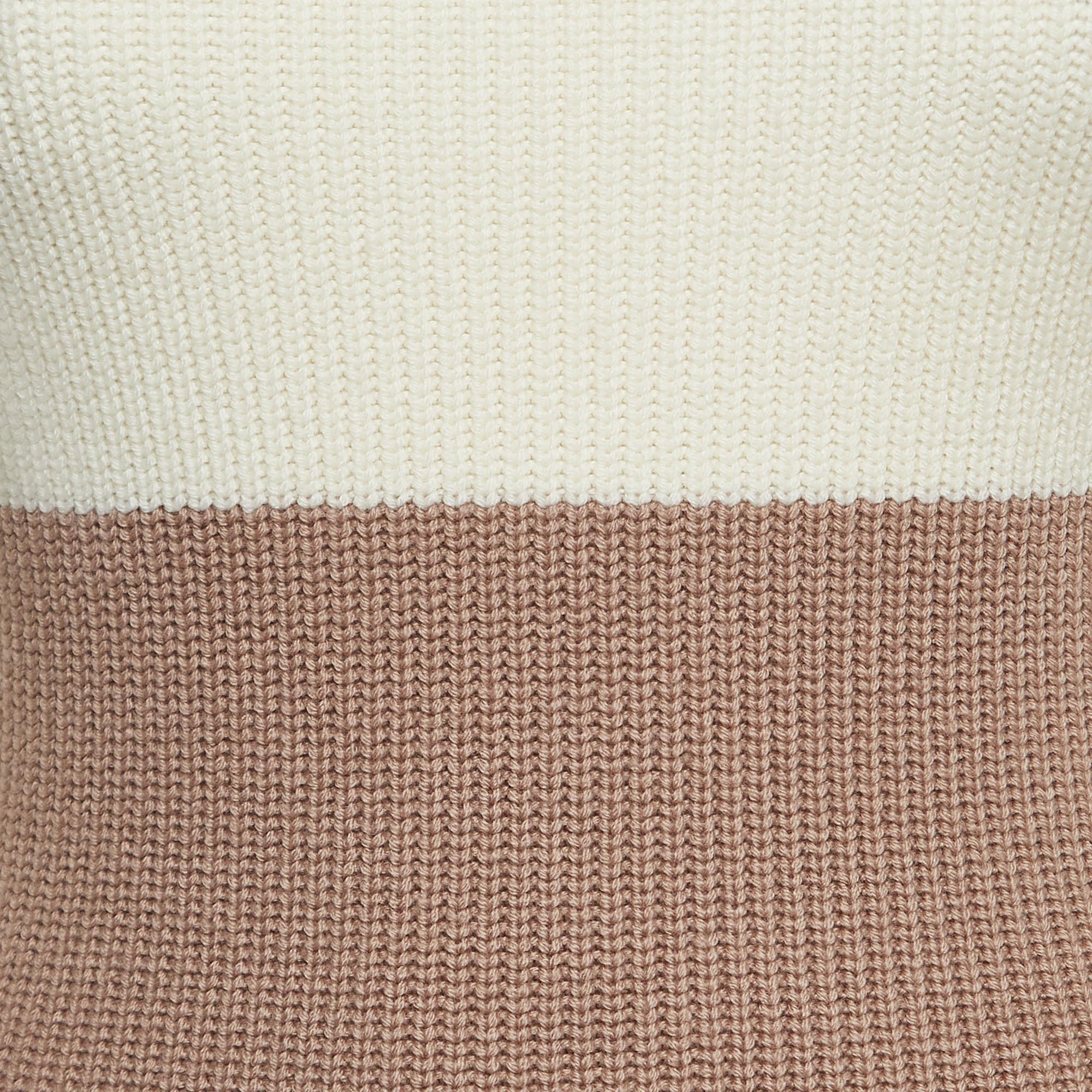 Elisabetta Franchi Ivory White/Mauve Colorblock Knit Dress S