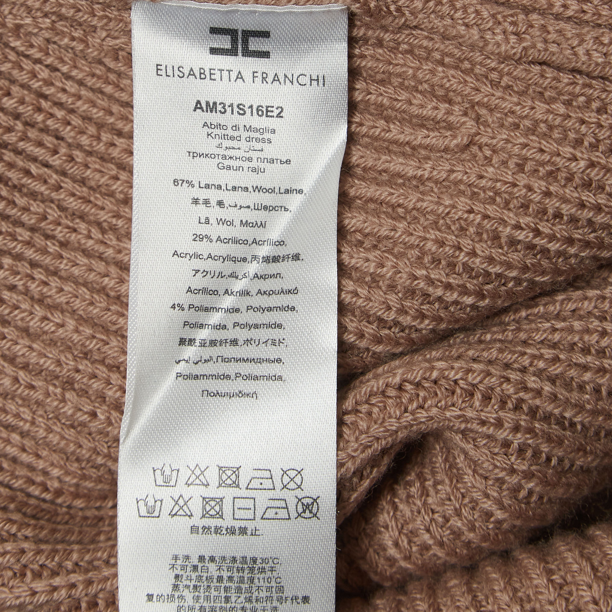 Elisabetta Franchi Ivory White/Mauve Colorblock Knit Dress S