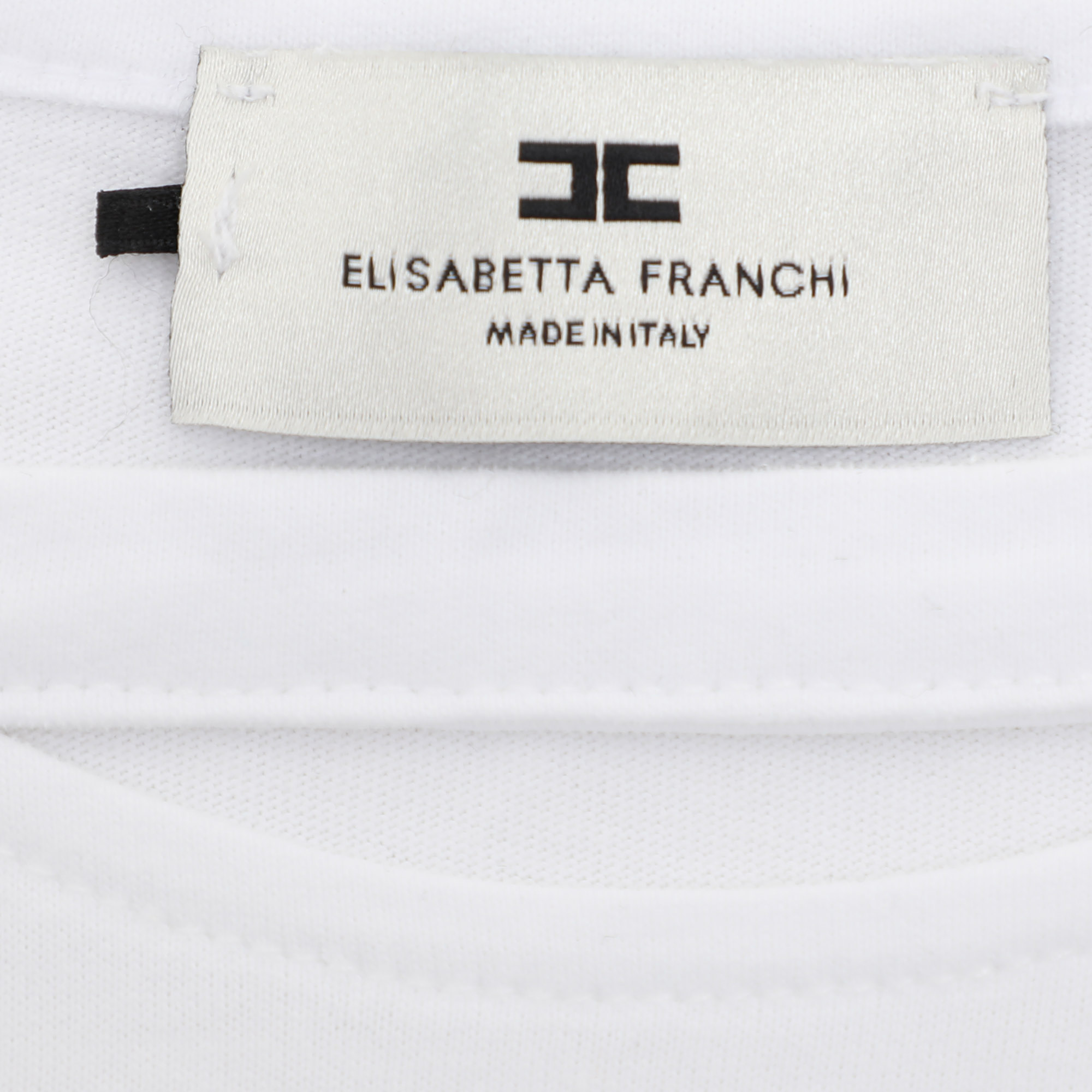 Elisabetta Franchi White Cotton Round Neck Chain T-Shirt S