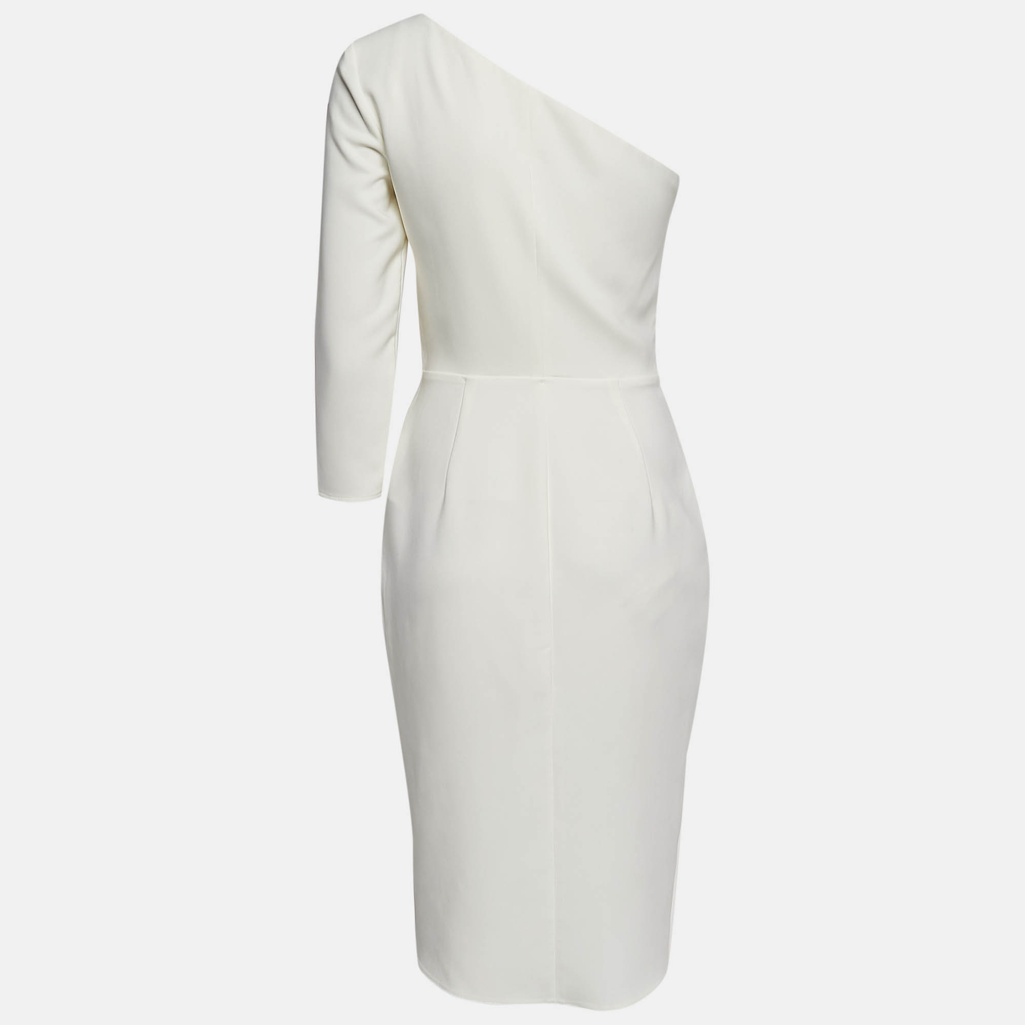 Elisabetta Franchi White Crepe One-Shoulder Short Dress M