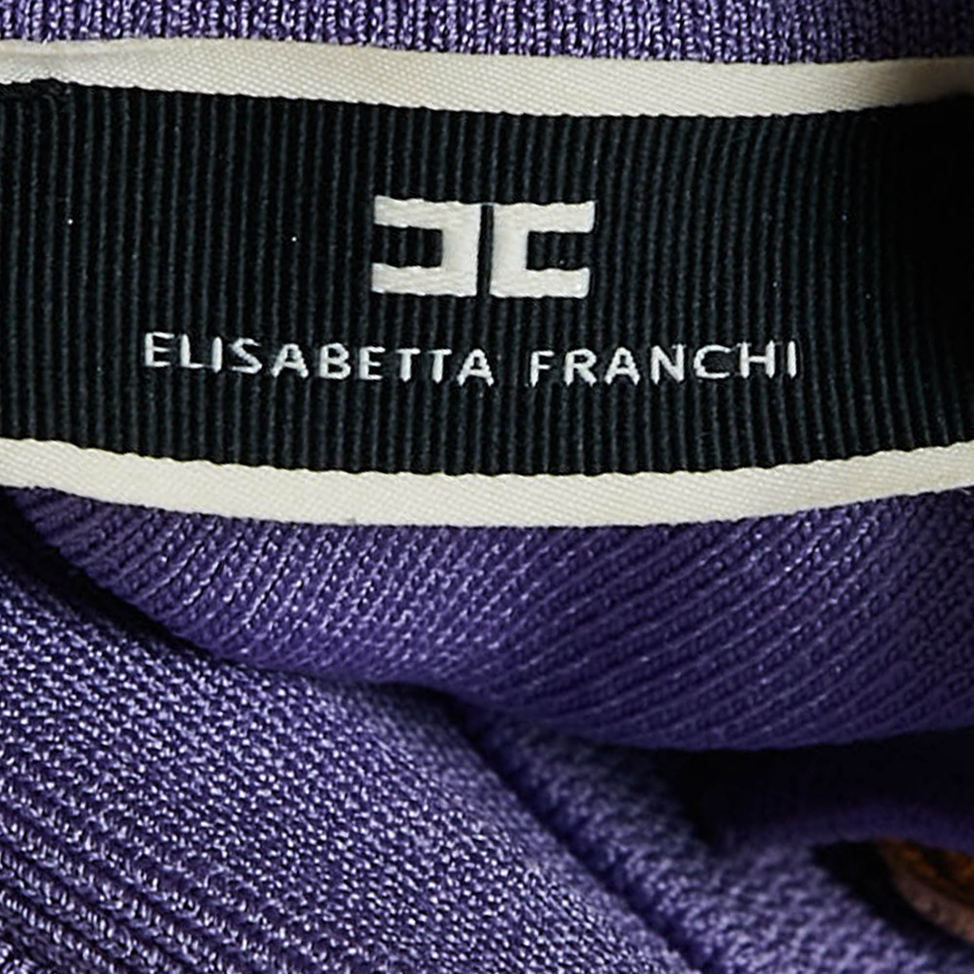 Elisabetta Franchi Lavender Chain Link Stretch Knit Sheath Dress S