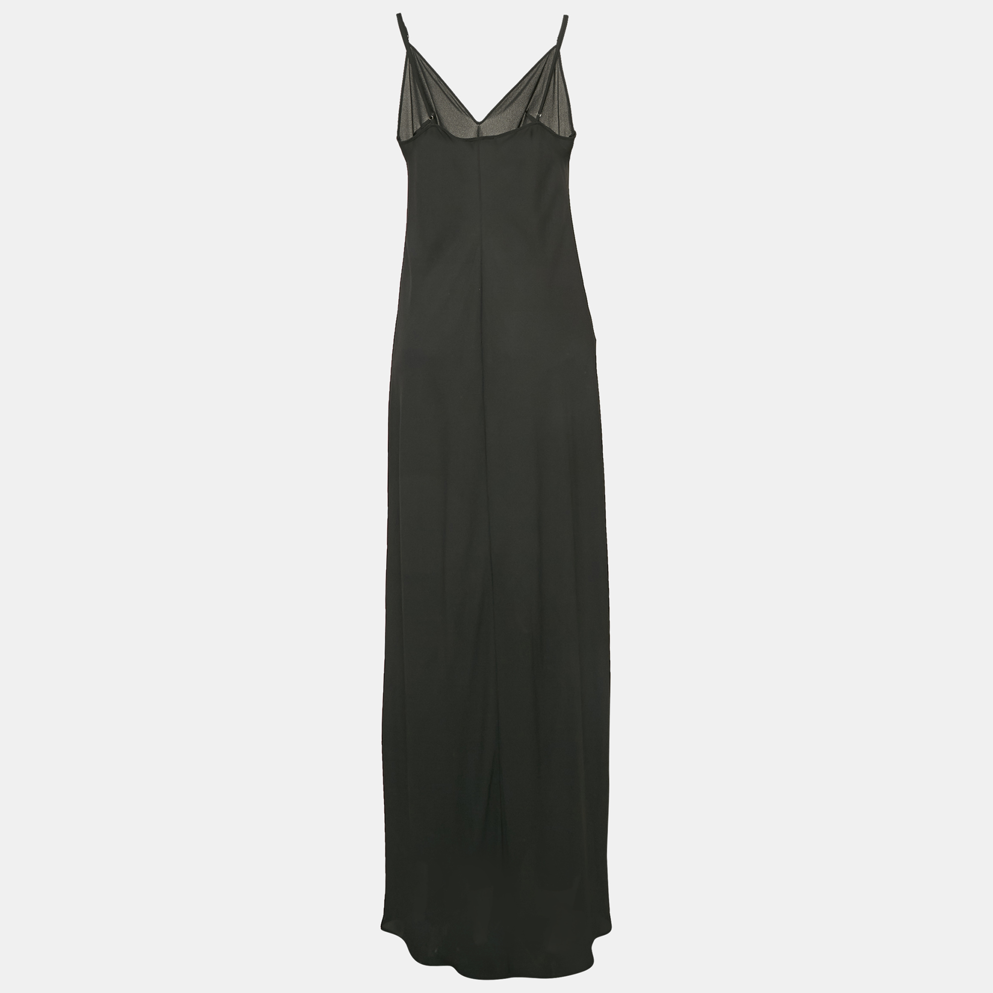 Elisabetta Franchi Black Crepe Maxi Slip Dress L