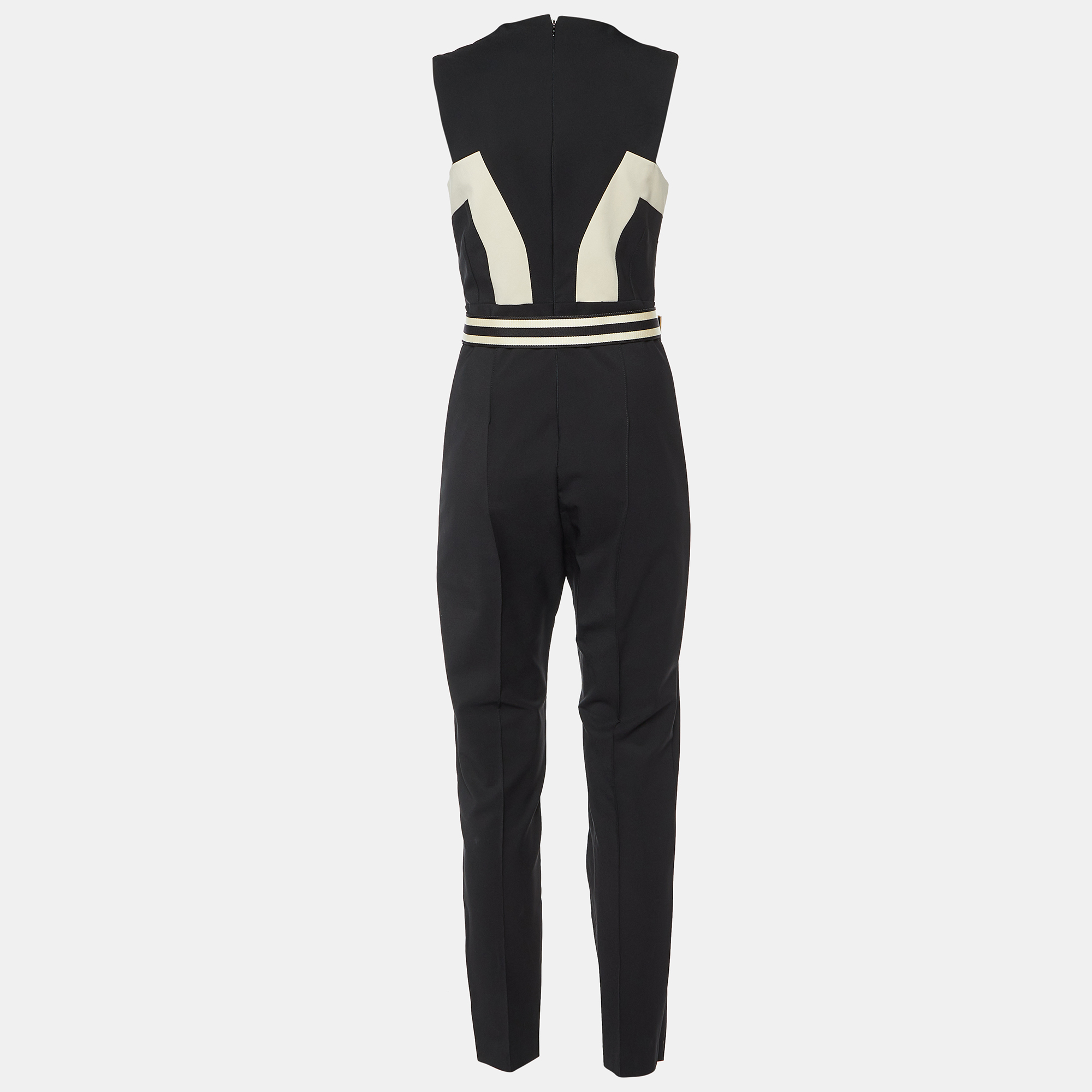 Elisabetta Franchi Black Crepe Belted Jumpsuit L