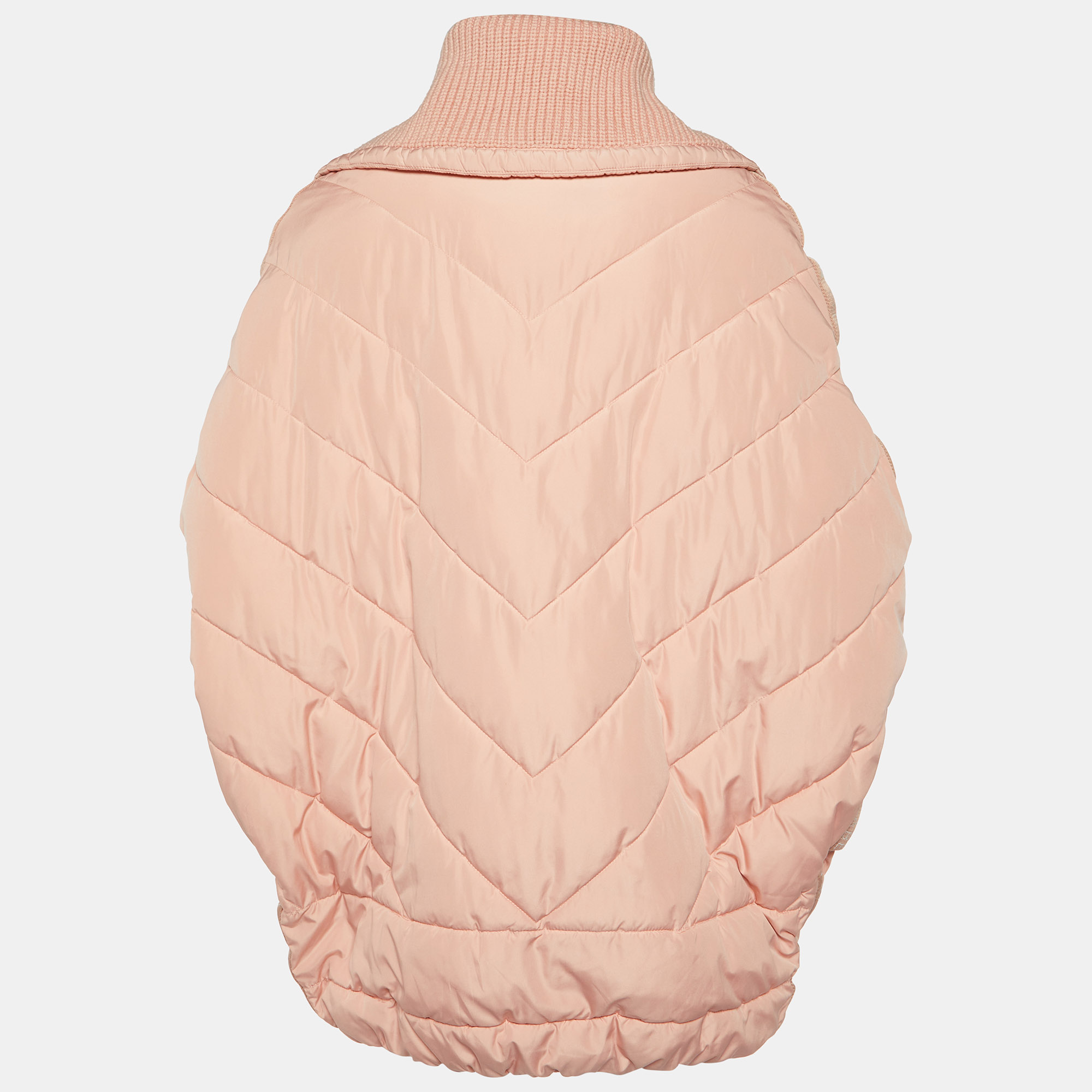 Elisabetta Franchi Peach/Orange Zip-Up Puffer Jacket S