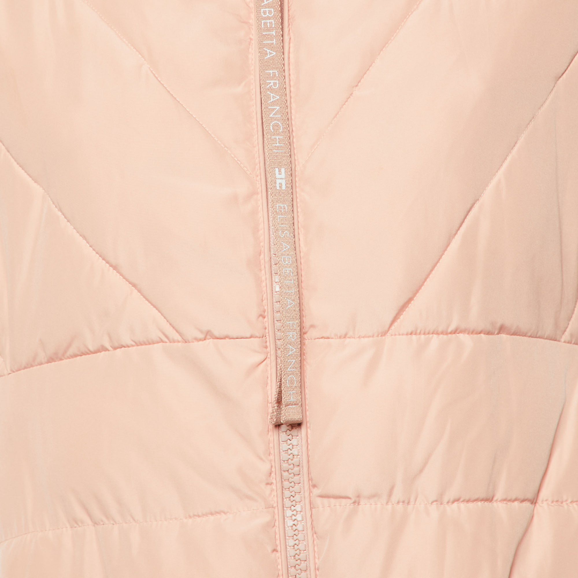 Elisabetta Franchi Peach/Orange Zip-Up Puffer Jacket S