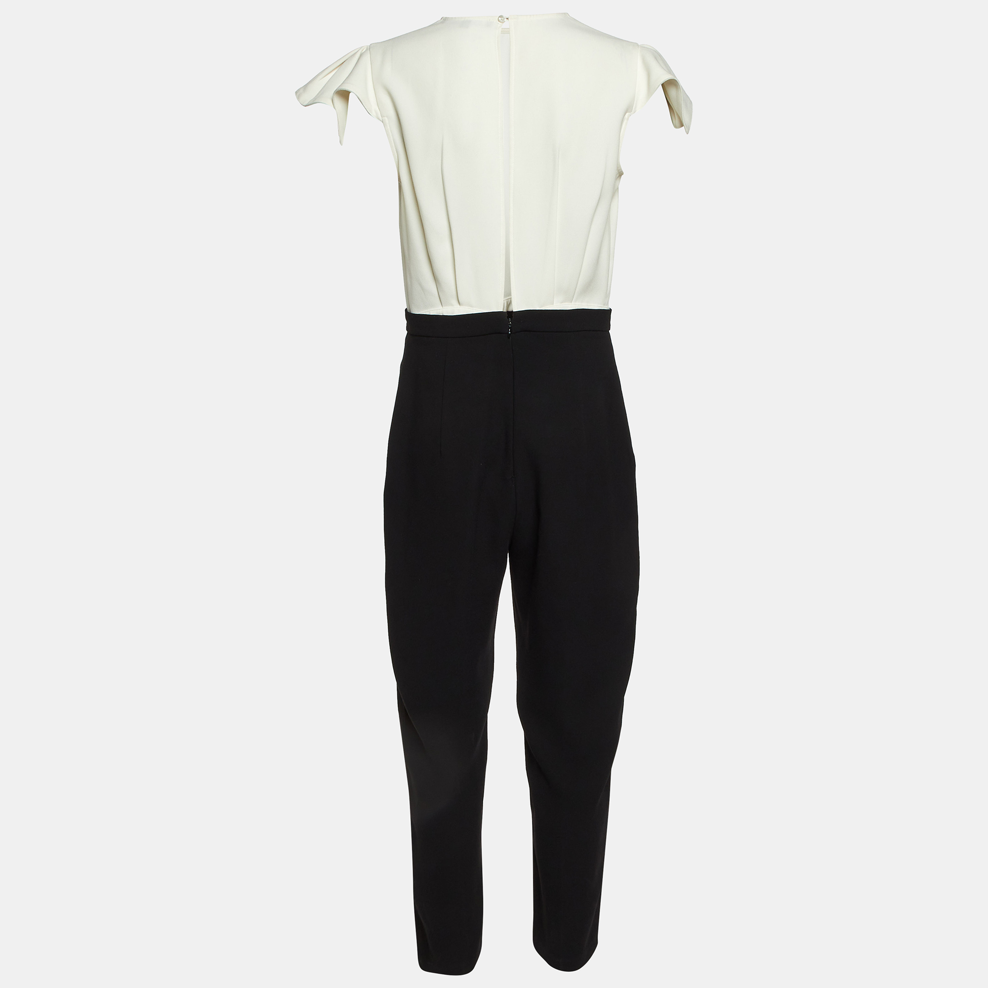 Elisabetta Franchi Monochrome Crepe Pleated Jumpsuit XL