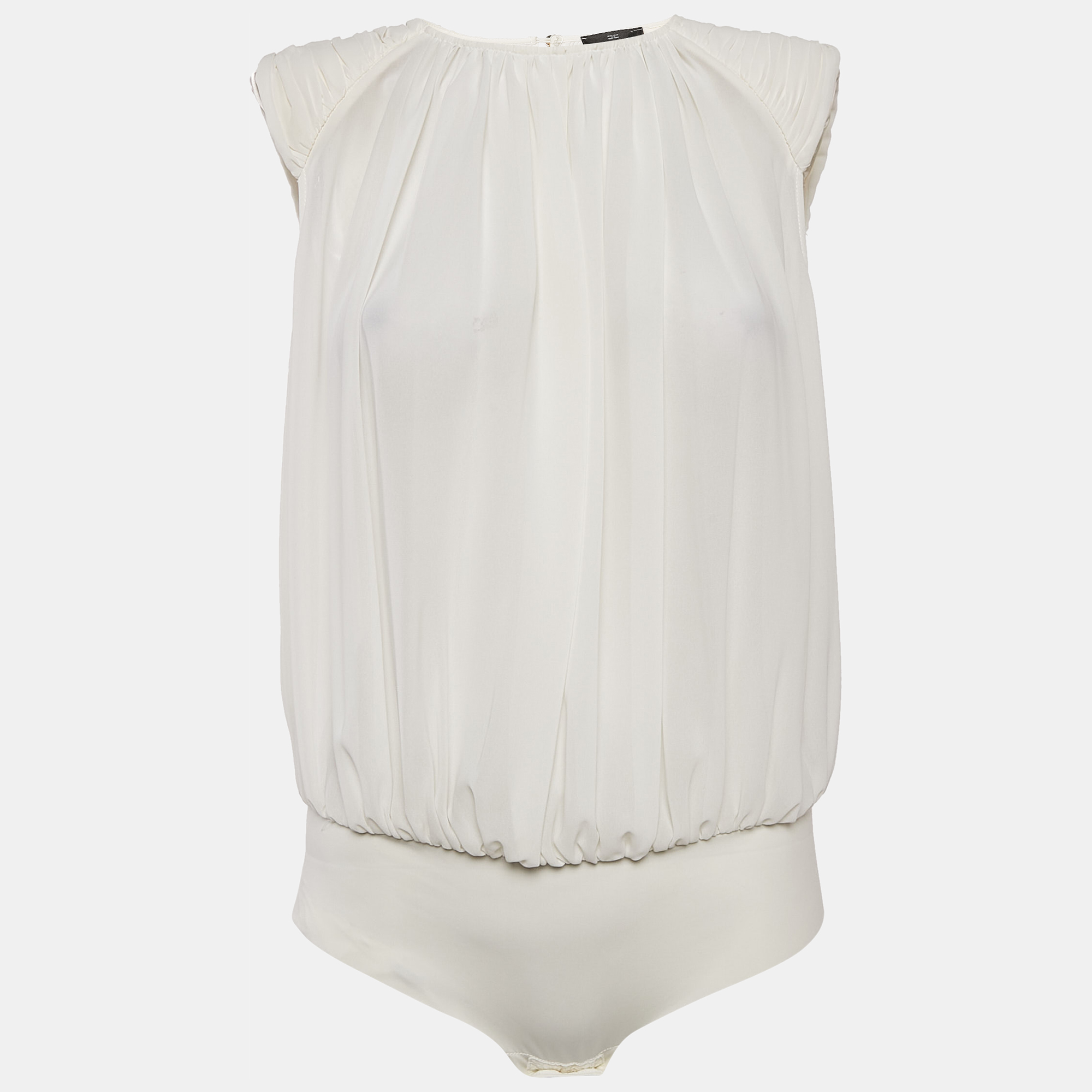 Elisabetta Franchi White Crepe Bodysuit M