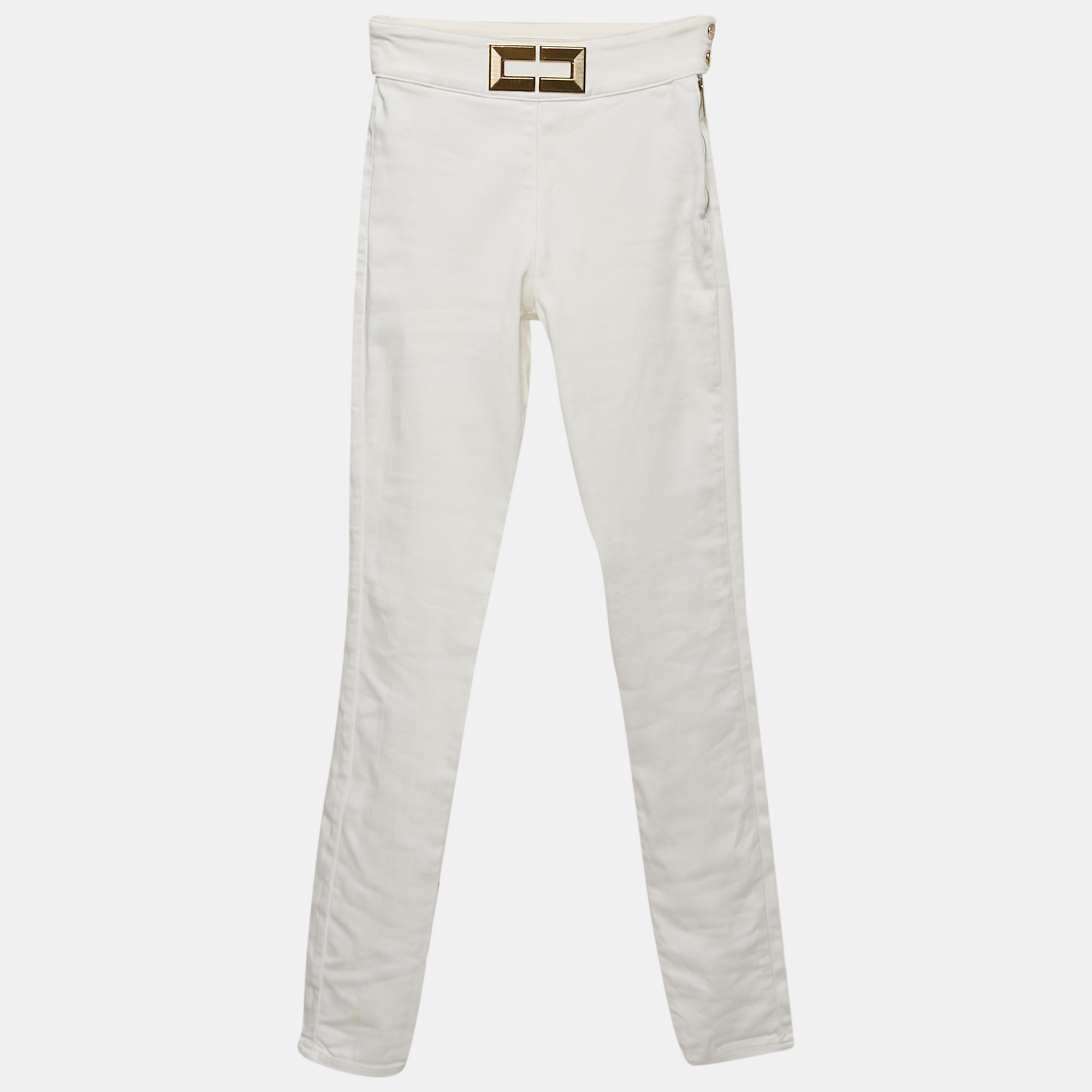 Elisabetta Franchi White Denim Metal Logo Detail High Waist Jeans S Waist 25"
Elisabetta Franchi White Denim Metal Logo Detail High Waist Jeans S Waist 25"