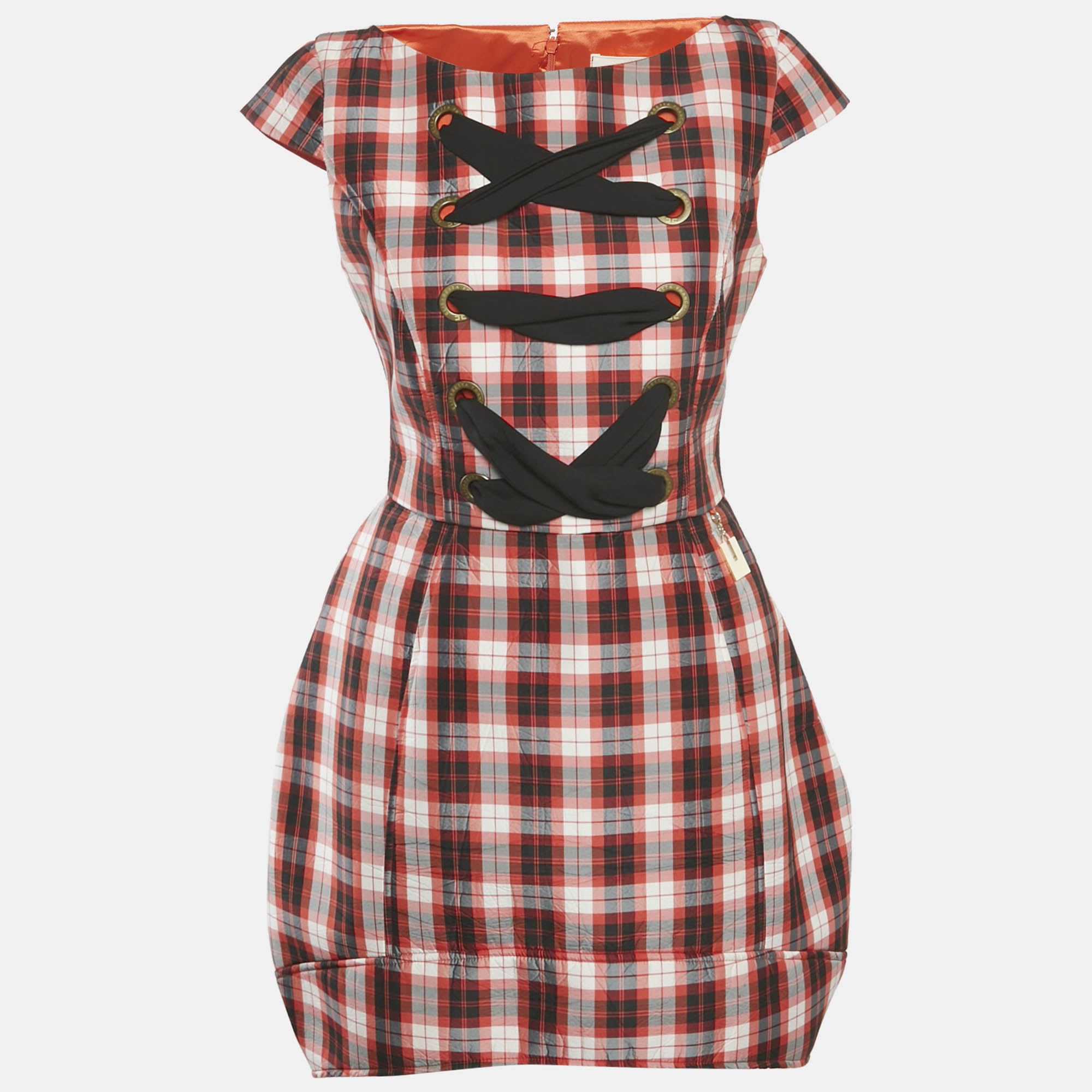 Elisabetta Franchi Jeans Red Checks Neoprene Lace-Up Mini Dress M
Elisabetta Franchi Jeans Red Checks Neoprene Lace-Up Mini Dress M