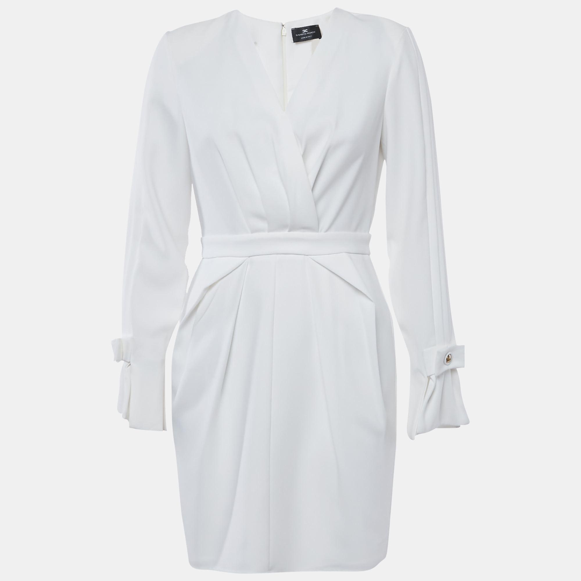 Crepe Pleated Detail Mini Dress M - Elisabetta Franchi - Modalova