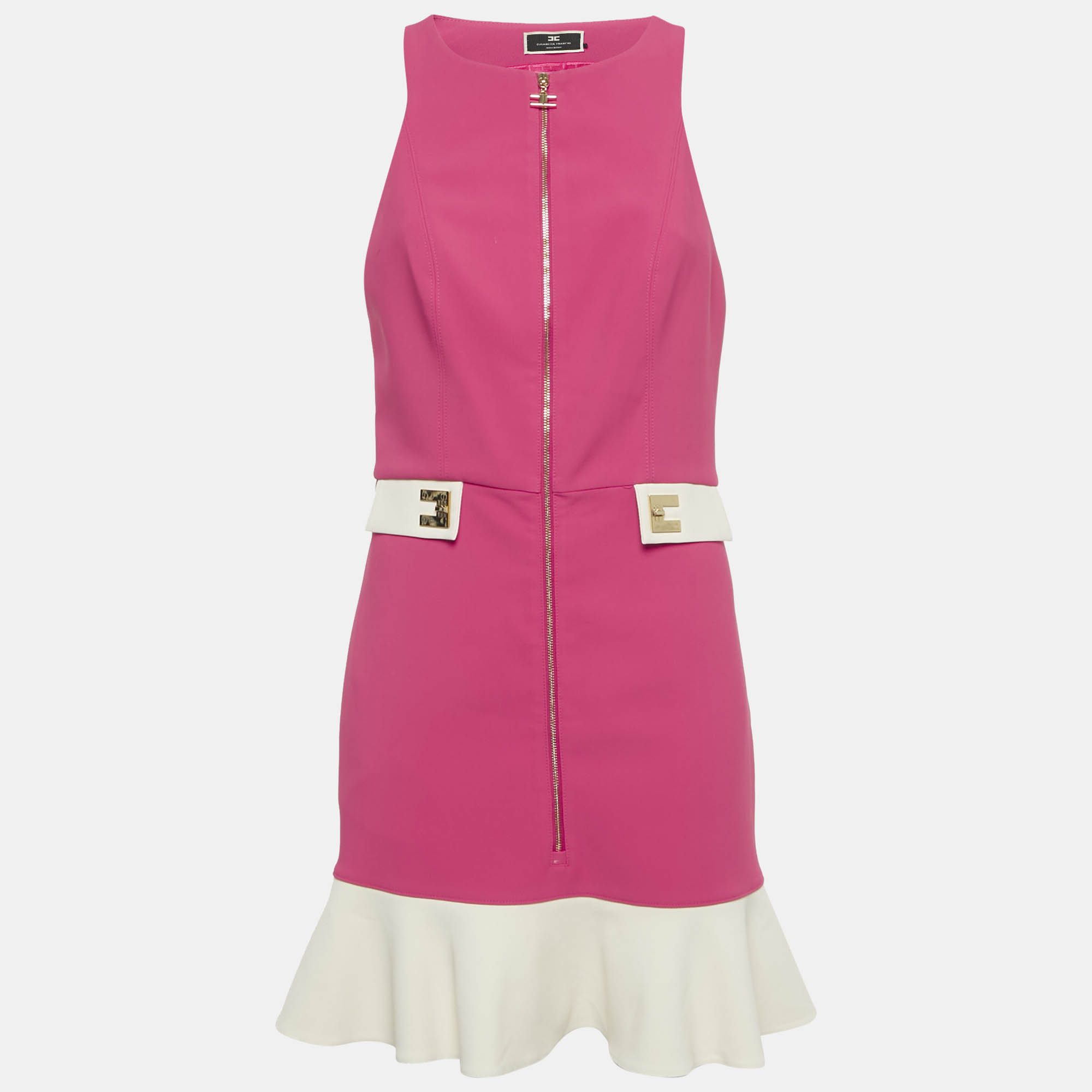 Crepe Zip-Up Mini Dress M - Elisabetta Franchi - Modalova