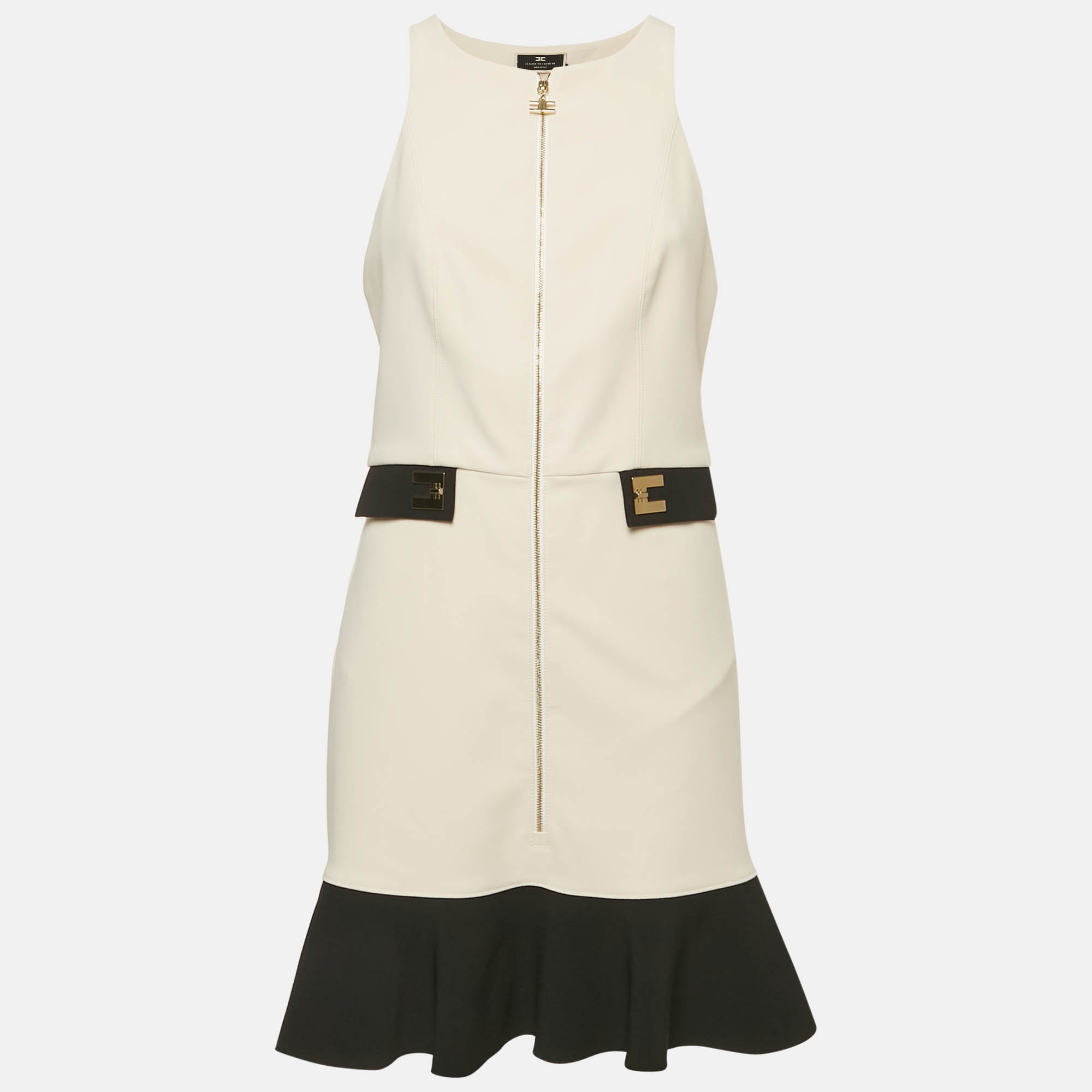 Crepe Flounced Hem Mini Dress L - Elisabetta Franchi - Modalova