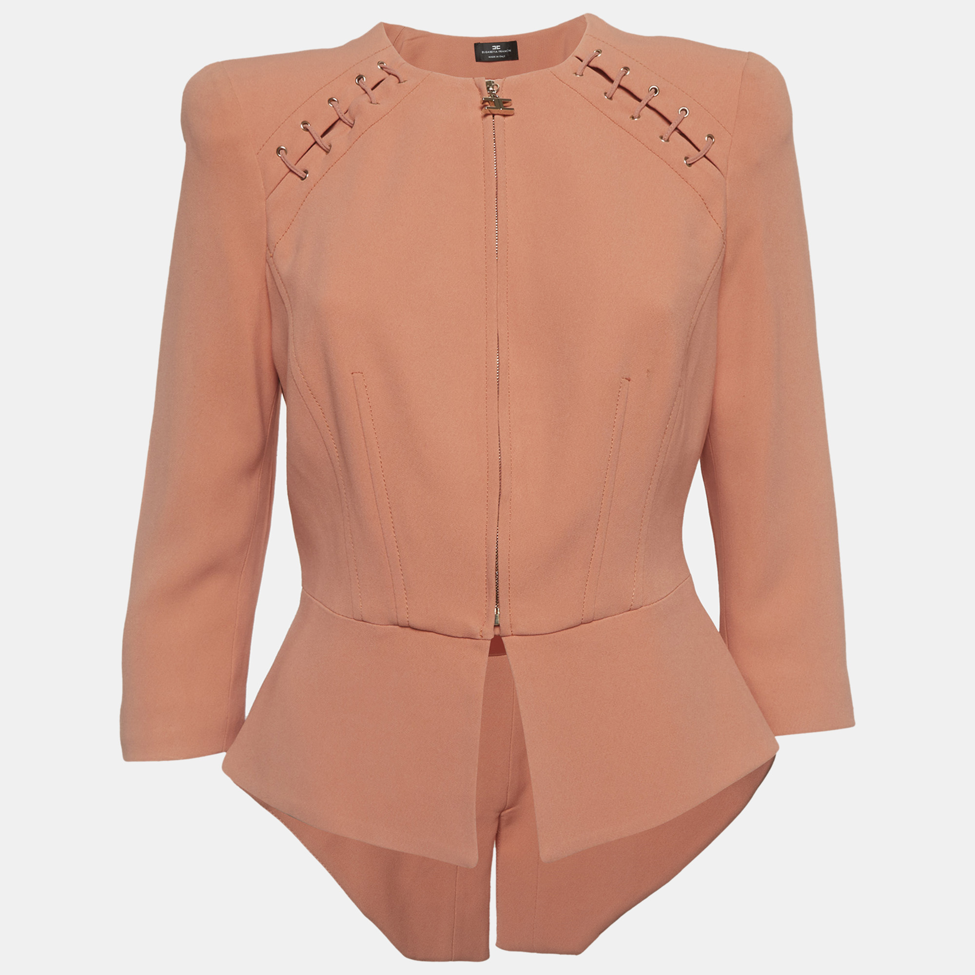Elisabetta Franchi Peach Crepe Lace-Up Jacket M, Orange
Elisabetta Franchi Peach Crepe Lace-Up Jacket M, Orange